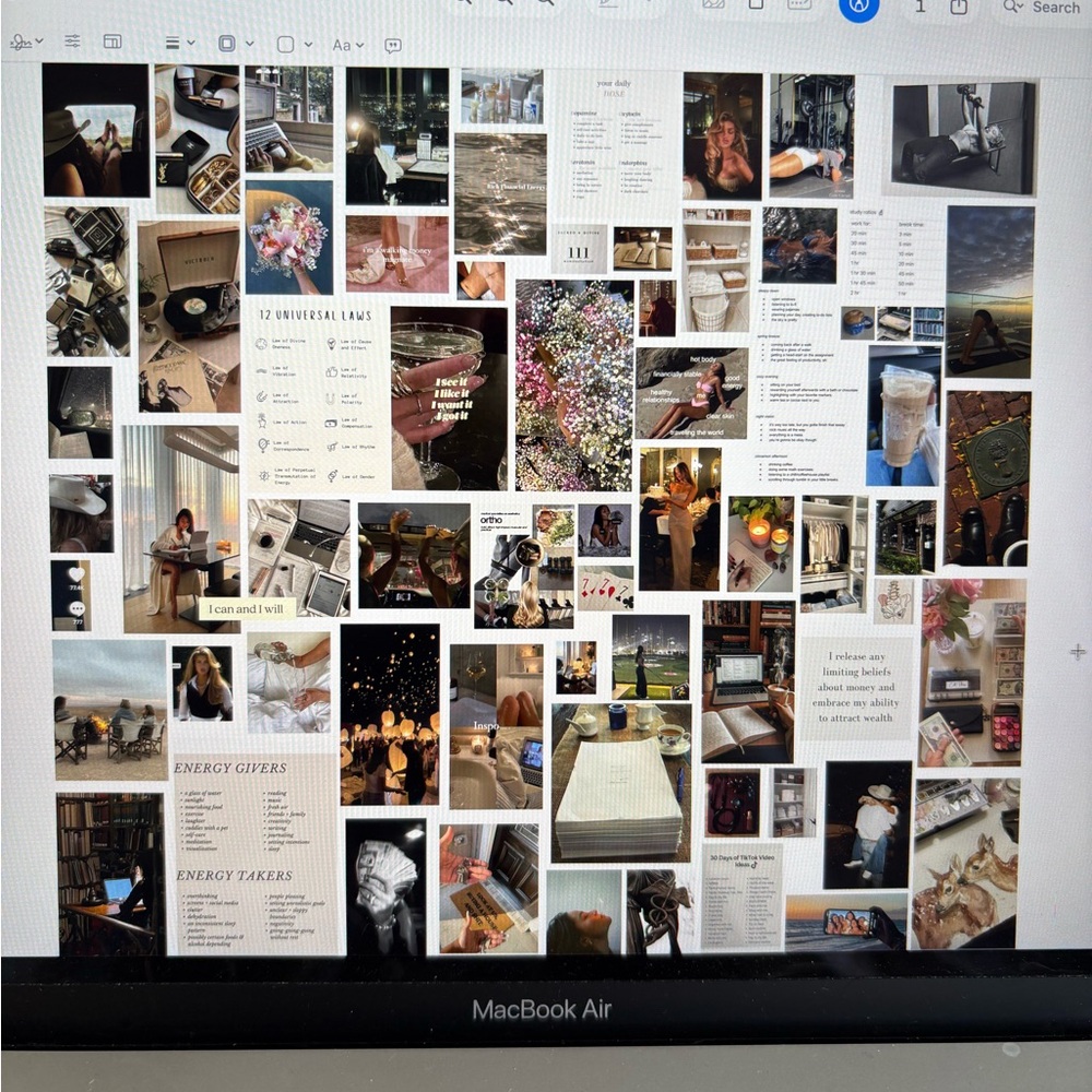 Printed images for vision board